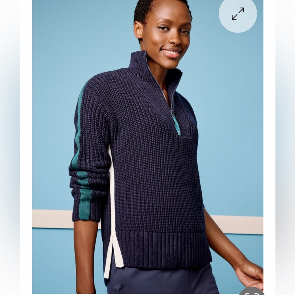 NWT Talbots Tipped Half-Zip Sweater L
